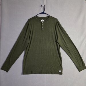 NWOT Toes On The Nose Mens Green Heathered Henley Long Sleeve Shirt Size Large